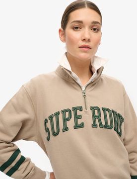 Superdry Damen Athletic Essentials Sweatshirt mit Applikation Grau - Größe: 42