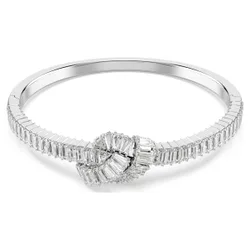 Bracciale rigido Matrix, Taglio baguette, Nodo, Bianco, Placcato rodio S