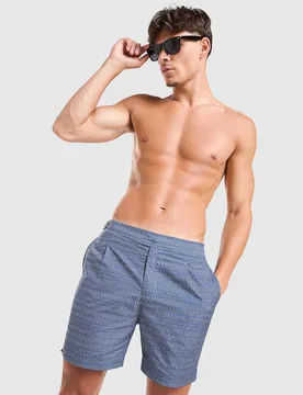 Patterned Swim Shorts - Herren, Blau - male - Size: S - BELIER - FashionsVida