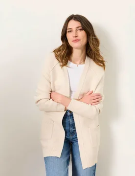 Cotton Rich Edge to Edge Longline Cardigan Ivory female - Fatface - FashionsVida