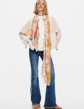 Foulard rectangulaire lacroix, Viscose, Blanc, U