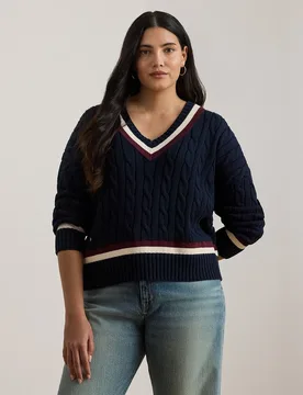 Jersey de mujer talla grande en punto de ochos - Lauren Ralph Lauren Woman - FashionsVida