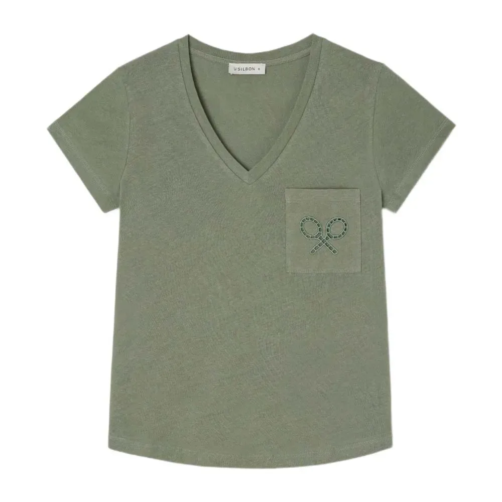 Maglietta A Maniche Corte 2000325 Racket Pocket Green L - Silbon - FashionsVida