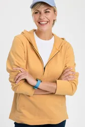 Women's Hooded Half Zip Top in Mustard Size: XL - Mustard - Size: XL