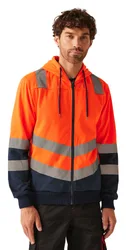 Mens Adults Hi Vis Pro Full Zip Hoodie Orange Navy Grey - Size 2xl