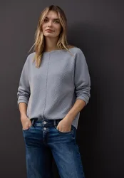 Two-Tone Strukturshirt female Blau