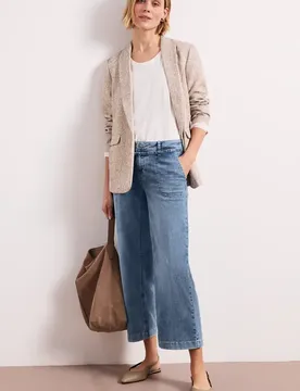 Mid Waist Wide Leg Jeans im Loose Fit female Blau