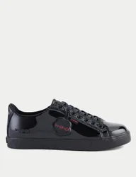Kids' Leather Lace School Shoes Black Patent Female