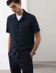 Regular Fit Textured Short Sleeve Shirt Dark Navy male