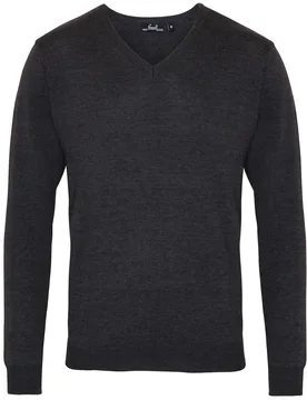 Mens V-Neck Knitted Sweater (Charcoal) - Size Small - Premier - FashionsVida