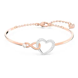 Bracciale rigido Hyperbola, Infinito e cuore, Bianco, Mix di finiture OS