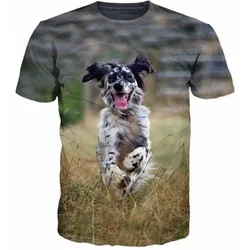 Summer Fashion Hunting Dog 3D Men's T-Shirt Harajuku Style Children's Animal Round Neck oversized t-Shirt