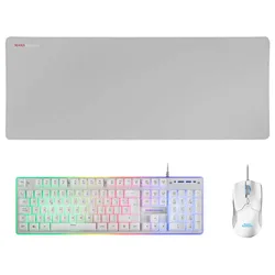 Clavier Et Souris Gaming Avec Tapis De Souris Mcpx White Spanish QWERTY unisex