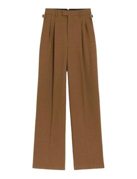 Pantaloni A Gamba Ampia Con Pieghe