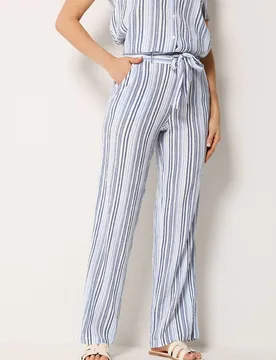 Women's Tall Stripe Wide Leg Trousers in Light Blue Size: 12L - Light Blue - Size: 12L - Long tall sally - FashionsVida