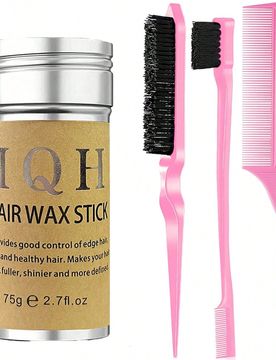 Set de 4 piezas de cera para el cabello y peine, incluye: 1 pieza de barra de cera para el cabello sin grasa para un fuerte agarre y un aspecto ordena