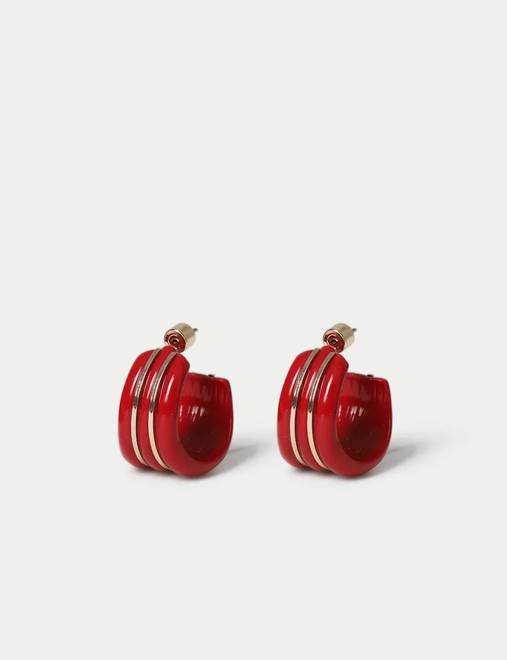 Red Enamel Stud Earrings Red female - M&S - FashionsVida