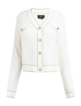 Faina Cárdigan oro / blanco lana