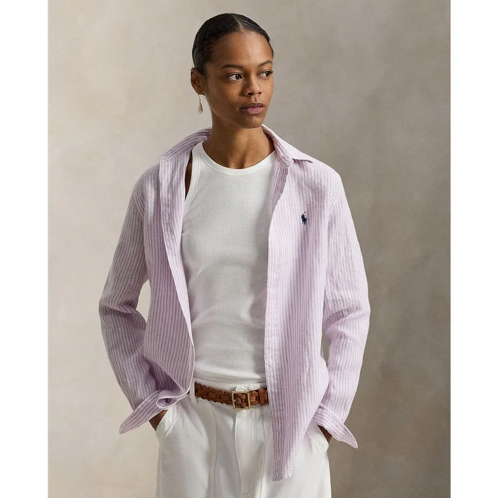 Camisa de mujer de lino con caballo bordado - Polo Ralph Lauren - FashionsVida