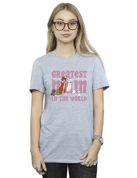 Women's The Aristocats Greatest Mum Cotton Boyfriend T-Shirt in Grey Size: Large - Grey - Size: L - Disney - FashionsVida
