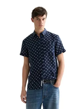 Chemise à Manches Courtes 183055 Linen Regular Fit Foulard Dress Blues S