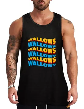 WALLOWS - yellow blue wave Tank Top Regular Fit Basic Tank Top Sleeveless Casual Shirt - Aliexpress - FashionsVida