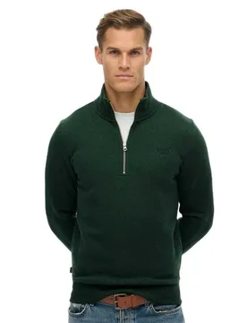 Sweat à Demi-zip Vintage Logo Embroidered Henley Campus Green Marl M