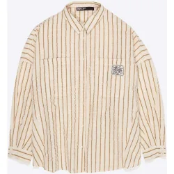 Camisa de mujer oversize algodón textura rayas