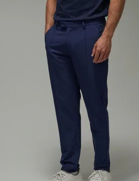 Mens Man Active Tapered Fit Pintuck Golf Trousers - Navy - Size Large - boohooMAN - FashionsVida
