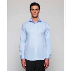 Camisa vestir de hombre cuadros puño mixto de algodón
