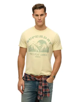 T-shirt à Manches Courtes Lo-fi Outdoor Mono Relaxed Laguna Yellow Marl 3XL - Superdry - FashionsVida