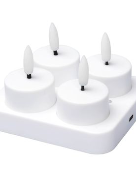 LED-Akku-Teelichter, 4 Stück weiss