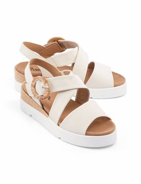 Hallux-Klettsandale Keilabsatz - Beige - female - Size: 38