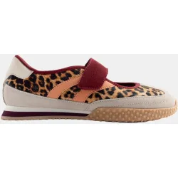 Zapatillas deportivas de mujer de piel abiertas con estampado animal