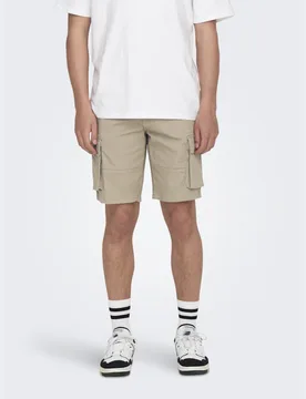 Regular Fit Cargo Shorts Beige male - ONLY & SONS - FashionsVida