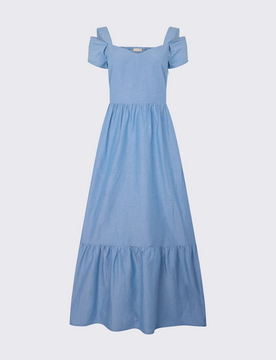 Abito misto lino donna azzurro
