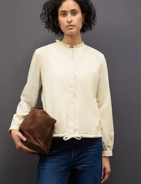Cordbluse mit Tunnelzug female Beige