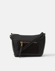 Faux Leather Cross Body Bag Black female