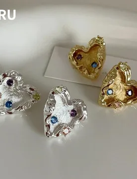 Trendy Jewelry Sweet Korean Temperament Colorful Glass Metal Heart Earrings For Women Wedding Gifts Delicate Design Accessories - Aliexpress - FashionsVida