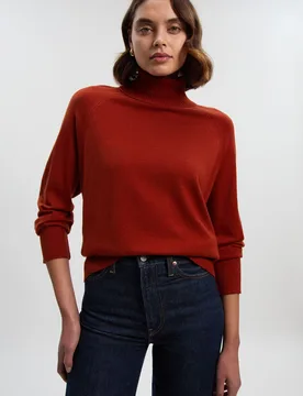 Womens Cashmere Blend Roll Neck Oversize Jumper - Rust - Size Medium - Karen millen - FashionsVida