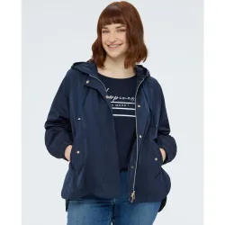 Parka de mujer con capucha y maxi cordón dos amplios bolsillos aplicados en la parte delantera