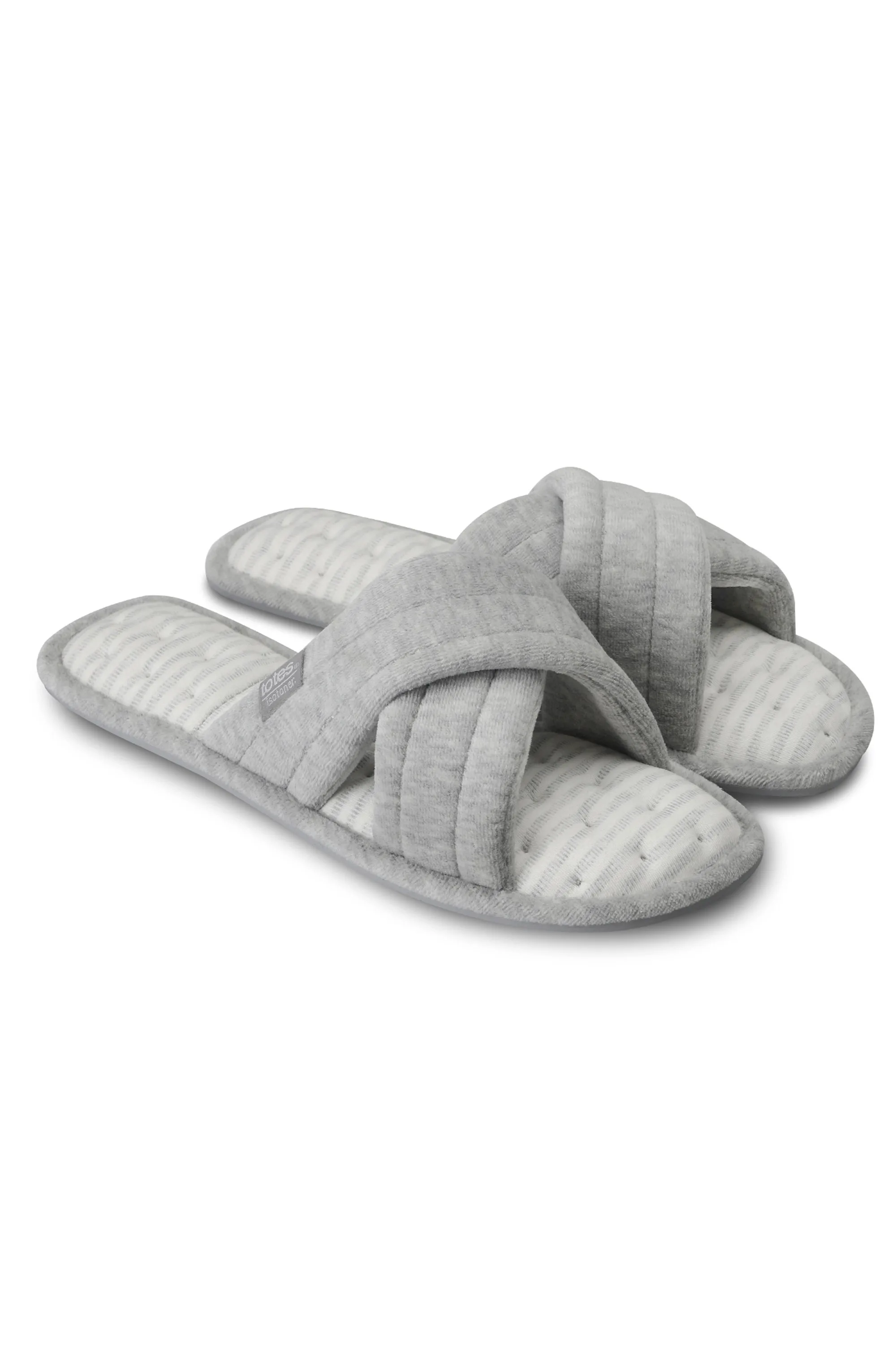 Totes Womens Marl Cross Strap Slipper - - Size: 7 - Isotoner - FashionsVida