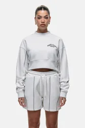 Womens Light Grey Cropped Sweatshirt - Size Large