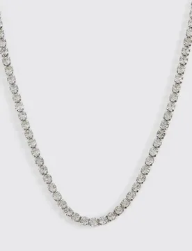 Men's Iced Chain Necklace Silver Silver One Size - boohooMAN - FashionsVida