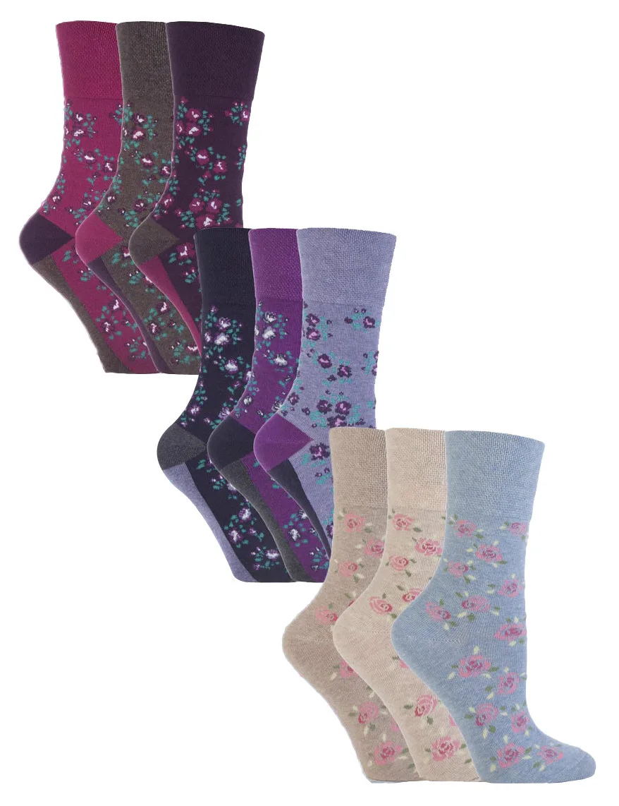 Pair Multipack Ladies Cotton Crew Non Elastic Socks - Gentle Grip - FashionsVida