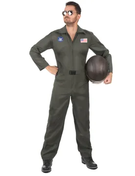 Amerikanischer Pilot Kostüm für Herren khaki - male - KARNEVAL-MEGASTORE - FashionsVida