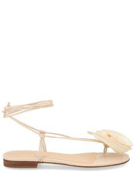 Leather-trimmed Embroidered Mesh Ballet Flats