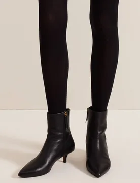 Women's Leather Kitten Heel Boot in Black Size: 5 - Black - Size: 5 - Phase Eight - FashionsVida