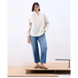 Blusa lisa de manga larga de mujer