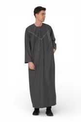 Mens Eid Grey Moroccan Thobe Robe Djellaba Ramadan Eid Jubba- Hm10 - Size 58